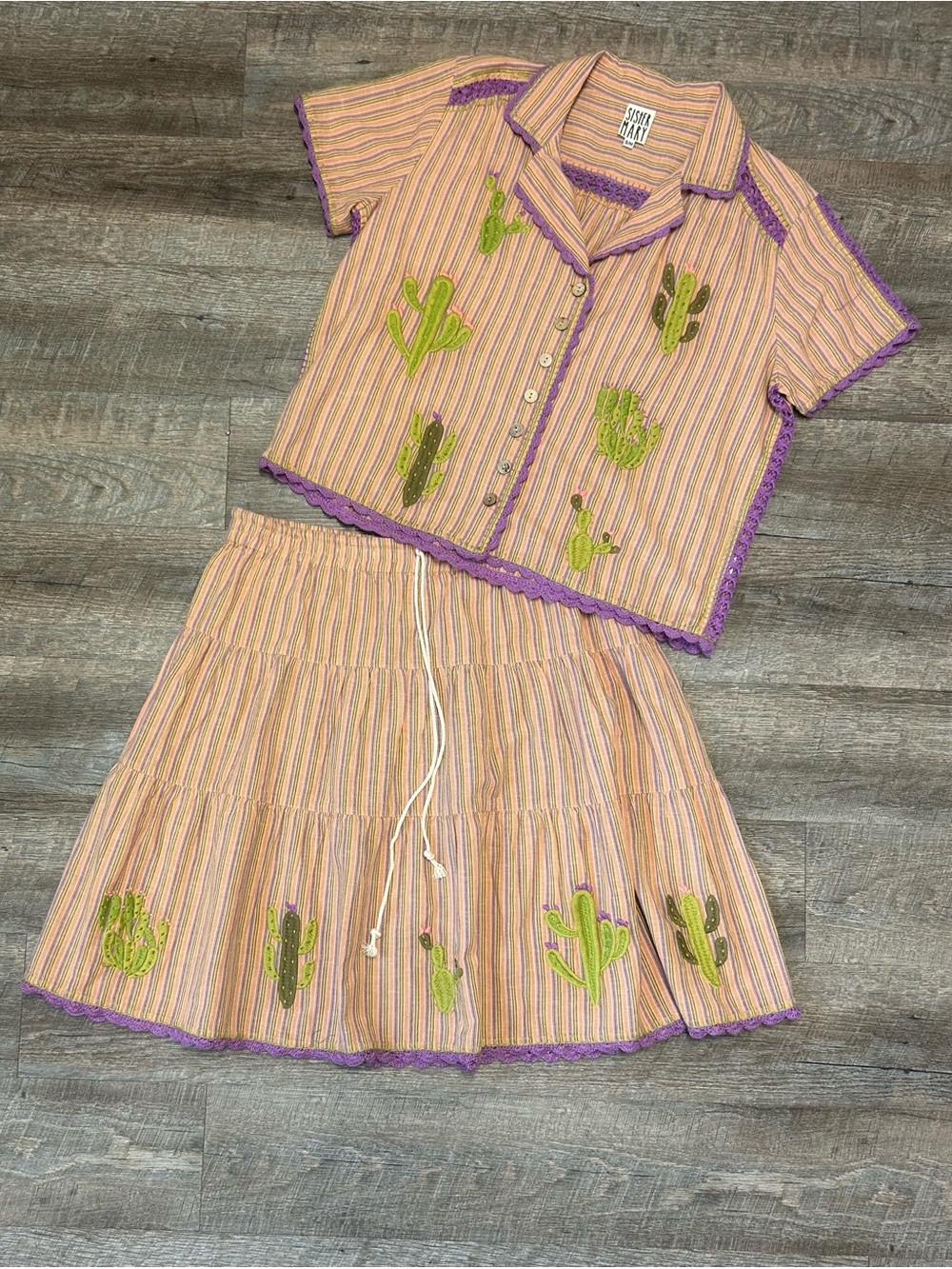 Sister Mary Socorro Cactus Embroidered Matching Set 🌵✨ NWT!